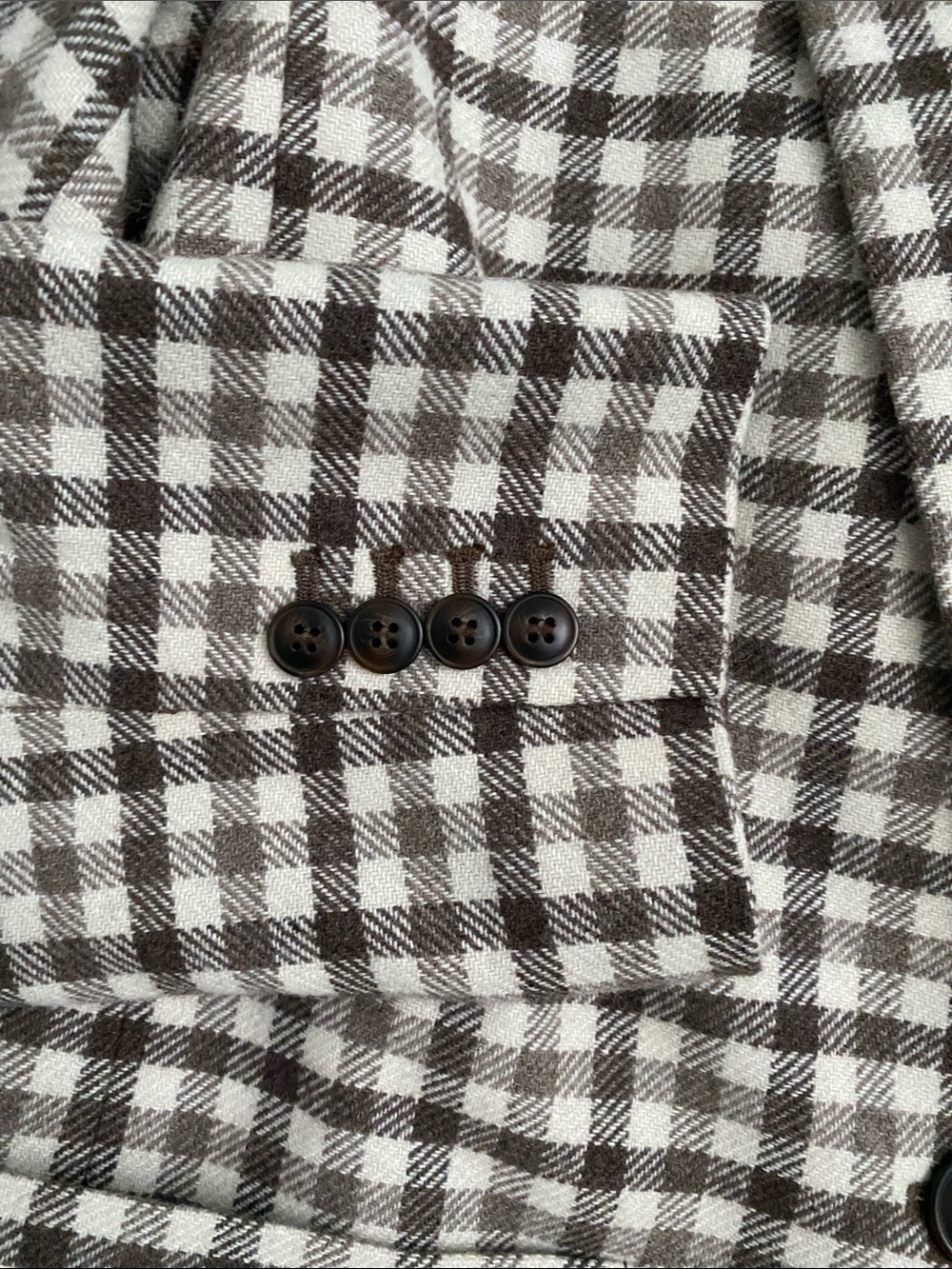 Madewell Larsen Blazer Undyed Wool Check Brown & Cream Plaid Single-Button $175 - Picture 5 of 13
